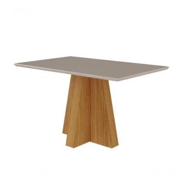 Imagem de Conjunto Sala De Jantar 130x80 Tampo Mdf/vidro 4 Cadeiras Cimol Nature/off White/madeira/joli