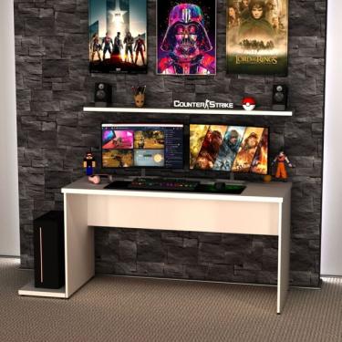 Imagem de Mesa Gamer Escrivaninha 140x60 Cm Office Branco