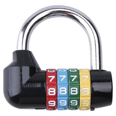 Imagem de Fechadura de combinação arco-íris para armário de 4 dígitos, cadeado impermeável para armários, bolsa, escola, caixa de ferramentas, portão, estojo, ao ar livre, armazenamento de ferrolho (preto)
