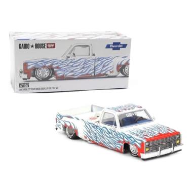 Imagem de Diecast Model Car Compatible with Kaido House x Mini GT 1:64 Chevrolet Silverado Dually on Fire V2 with Flames Limited Edition KHMG157