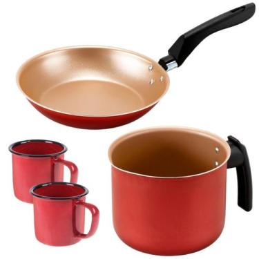 Imagem de Frigideira Francesa 20Cm + Fervedor 12Cm + 02 Canecas 150Ml - Marcolar