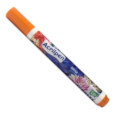 Imagem de Acrilpen Caneta Para Tecido 517 Laranja Acrilex Permanente e Personalização É Ideal Para Personalizar E Detalhar Seus Projetos De Tecido Com Precisão E Durabilidade