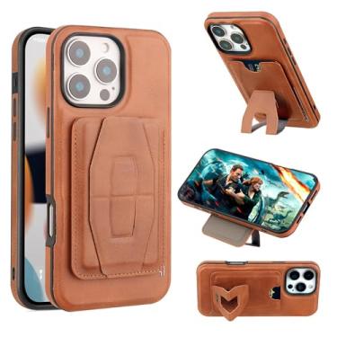Imagem de Capa para iPhone 16 Plus Card Pack Couro Suporte, Marrom Claro, Para iPhone 16 Plus