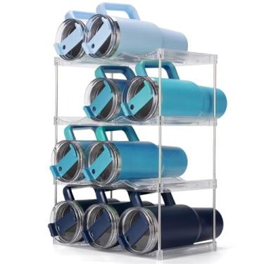 Imagem de Dersyer Organizador empilhável de garrafa de água para copo Stanley de 1,134 g, suporte de garrafa de água para copo grande de outras pessoas, organizador de copos para armário, rack de armazenamento