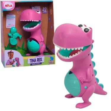 Imagem de Boneco Infantil Tina Dinossauro Papa Tudo Rosa Elka 