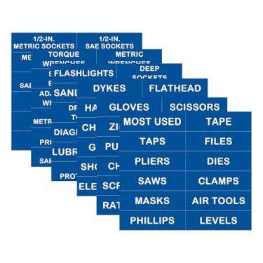 Imagem de Etiquetas magnéticas de organização de caixa de ferramentas, etiquetas organizadoras de caixa de ferramentas com ímãs fortes, impressão fácil de ler - serve para todas as marcas de gavetas de caixa de
