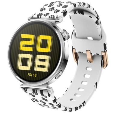 Imagem de DEALELE Pulseiras femininas compatíveis com Huawei Watch GT5 Pro de 42 mm/GT5/GT4 de 41 mm/Garmin Venu 3S/Forerunner 265S/Fossil Gen 6, pulseira feminina de silicone com estampa macia de 18 mm, patas