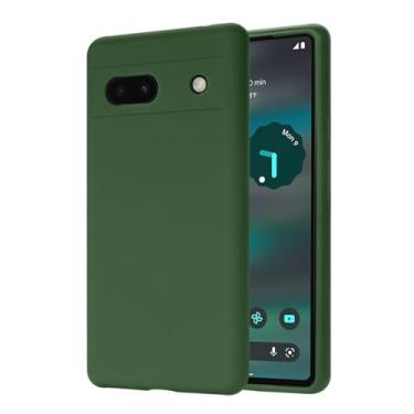 Imagem de Casecious Compatível com Google Pixel 6A Premium Colorido Silicone Líquido Gel Borracha Celular Celular Básico Capa Traseira Verde Escuro