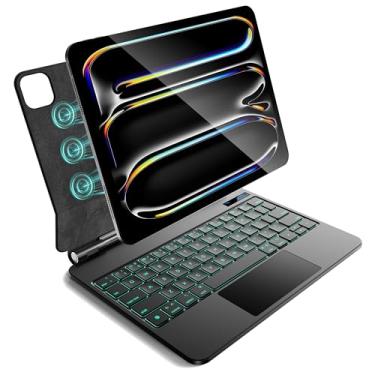 Imagem de CSZZACME Capa Para Ipad Pro 11 Polegadas Com Teclado M4 2024, Magic Keyboard Ipad Pro 11 Polegadas M4 2024, Fixação Magnética, Trackpad Multigesto, Luz De Fundo De 7 Cores, Teclas De Atalho, Repous