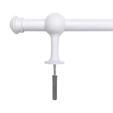 Imagem de Kit Varão de Madeira Para Cortina Simples 2,00 Metros 19mm com Ponteira e Suporte(Branco)