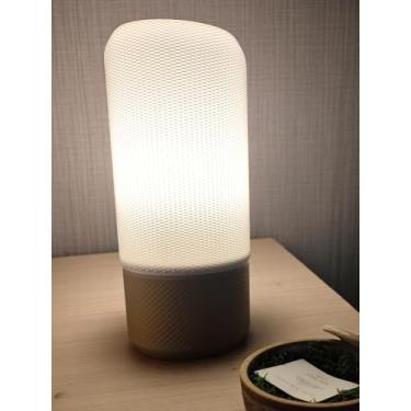 Imagem de Luminária Cylora – Design Arquitetônico, Luz que Encanta (Cúpula Branca/Base Marrom Claro)