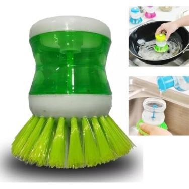 Imagem de Kit 2 escovas com porta detergente - lava louças e calçados -Com dispenser -serdas rigidas(3)