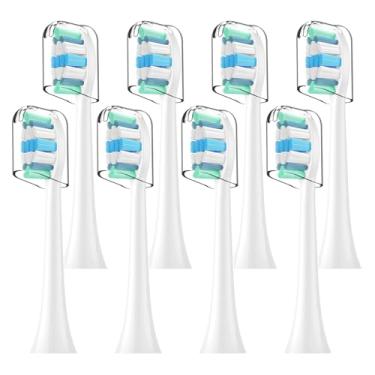 Imagem de Cabeças de escova de dentes de substituição compatíveis com Philips Sonicare Cabeças de escova de dentes de substituição com capa protetora de cerdas duplas macias, cabeças de substituição para escova