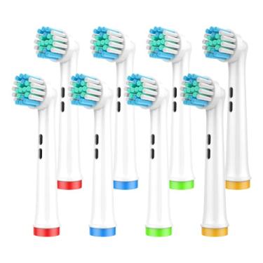 Imagem de Cabeças de escova de dentes para Oral B, pacote com 8 cabeças de substituição de escova de dentes elétrica de precisão de cerdas duplas macias médias para substituição para saúde bucal e remoção de