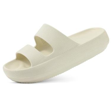 Imagem de shevalues Sandálias ortopédicas femininas com suporte de arco e almofada macia de recuperação, chinelos leves de verão com nuvens para fascite plantar, Osso, 9.5-10