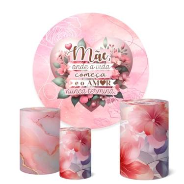 Imagem de Trio Capas Cilindro + Painel Redondo Sublimado 1,50m Dia Das Mães (K1MAE024)