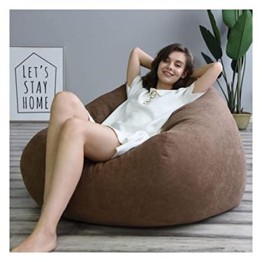 Imagem de Saco de feijão gigantesco cadeiras para adultos Big Bean Bag Capas laváveis na máquina, forro interno durável ótimo para sentar para jogar, ler e relaxar, marrom, 89 x 109 cm