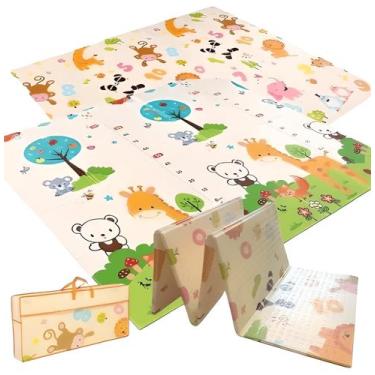 Imagem de Tapete infantil dupla face Dobrábel atividades de bebes impermeável re