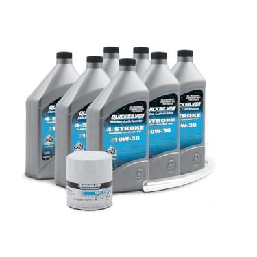 Imagem de Quicksilver Kit de troca de óleo 10W-30 para motores de popa Mercury V6 e V8 de 4 tempos 175-300hp