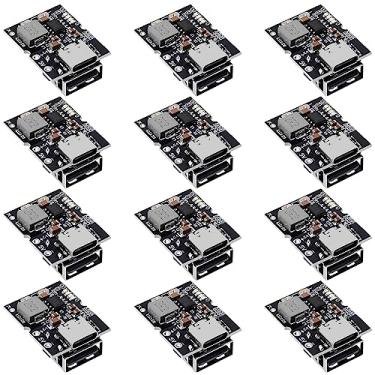 Imagem de 12 peças USB Tipo-C 5V 2A conversor boost bateria de lítio placa de proteção de carregamento módulo de alimentação Step-Up Display LED USB para carregador DIY (USB é soldado)