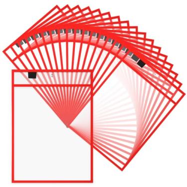 Imagem de Cholemy 25 suportes de bilhetes de trabalho 23 x 30 cm apagáveis a seco porta-bilhetes de loja de documentos reutilizáveis transparentes protetores de lençol para pendurar para trabalho, sala de aula