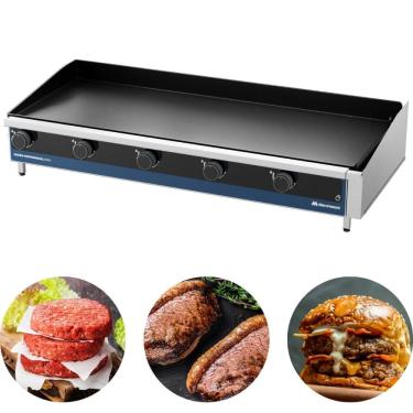 Imagem de Chapa Profissional A Gás 5 Queimadores 8mm Inox 126x50 Marchesoni