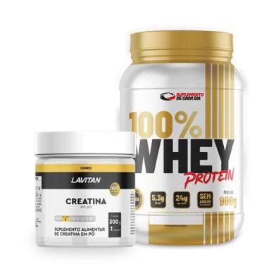 Imagem de Combo Whey 100% + Creatina Lavitan 300g  Força, Energia e Recuperação 