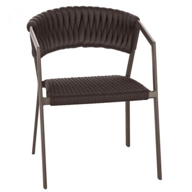 Imagem de Cadeira Atenas Tricô Náutico E Alumínio Varanda Cozinha Marr Marrom