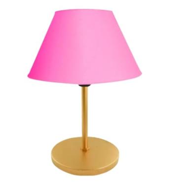 Imagem de Luminária de Mesa Abajur Cúpula Injetada para Escritório Quarto Recepção Decoração Sala Moderno (DOURADO/ROSA,2)