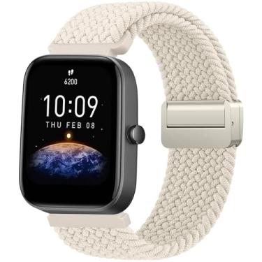 Imagem de Meliya Pulseiras de nylon trançado compatíveis com Amazfit Active 2 1/GTR mini/GTS 2 2e 3 4/GTS 2 4 mini, pulseiras de reposição elásticas macias de 20 mm para Amazfit Bip 3/3 Pro/U/U Pro/S/S Lite