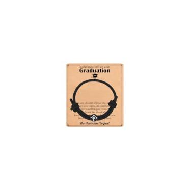 Imagem de WASAIE Presentes de formatura para ele, pulseira ajustável com nó de nylon de aço inoxidável, estilo bússola, presente de cartão de formatura para homens e mulheres, adjustable, Sem Pedra Preciosa
