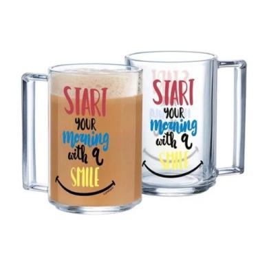 Imagem de Caneca de Vidro Transparente A La Bonne Luminarc com Escrita Decorada 