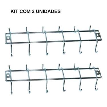 Imagem de Kit 2 Suporte Porta 12 Xícaras Fixar Armário Cozinha Cinza - Arthi