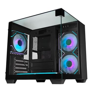 Imagem de Gabinete Gamer Aquário K-Mex Visão Infinita 2 - Vidro Temperado - M-ATX - Preto - CG01X2RH001CB0X
