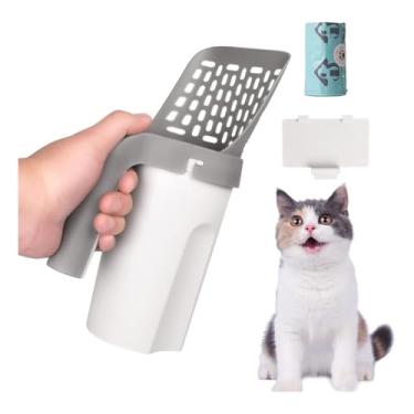 Imagem de Pa Copo Coletor Fezes Coco Cata Caca Gato Cachorro Pet Scoop Pazinha Caixa de Areia Passeio Calçada Com Saquinho Saco Descartável Scooper
