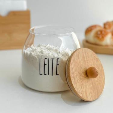 Imagem de Pote Hermético para Leite em pó Cora de Vidro c/ Tampa em Bambu 800ml 