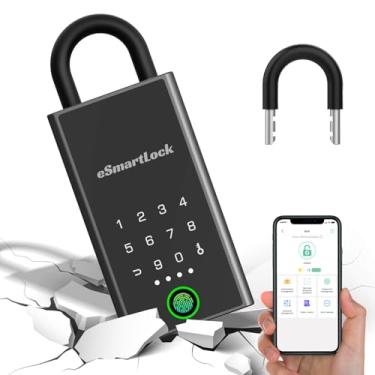 Imagem de Eseesmart Caixa de bloqueio inteligente, caixa de bloqueio com aplicativo, cofre eletrônico digital Bluetooth para ocultar chaves externas