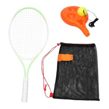 Imagem de menolana Conjunto de treinamento de raquetes de tênis infantil Kit de prática de tênis Ferramenta de treinamento portátil Equipamento de autotreinamento para, Verde