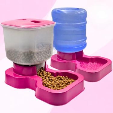 Imagem de Kit Comedouro e Bebedouro para Cachorro Cães e Gatos Automático 10LTS E 8LTS (ROSA)