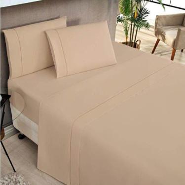 Imagem de Jogo De Lençol Queen 180 Fios 4 Peças Elegance - Cáqui - BIA ENXOVAIS