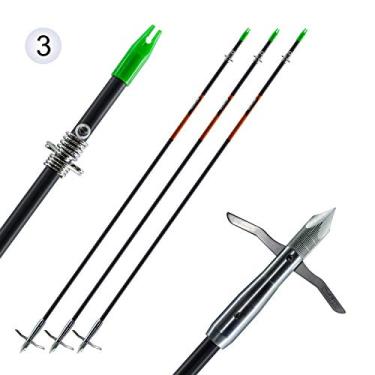 Imagem de maifield Cabeça de pesca com arco e flecha de fibra de carbono, 2 farpas mecânicas, área de retenção de 6,3 cm, cabeça larga para flecha de pesca de 5/40.6 cm, pacote com 3 (3 pacotes - fibra de