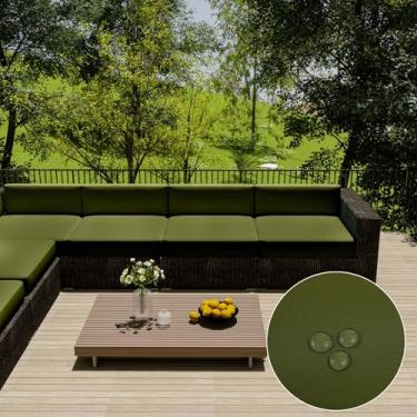 Imagem de vctops Capa de almofada Oxford impermeável para ambientes externos, 51 x 46 x 10 cm, capa de almofada de substituição para assento externo com zíper (verde Matcha, 51 x 45 cm)