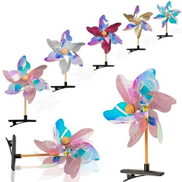 Imagem de Sepco 20 peças de grampo de cabelo colorido moinho de vento infantil presilhas de festa cata-vento jacaré para crianças e meninas acessórios decorativos de cabelo