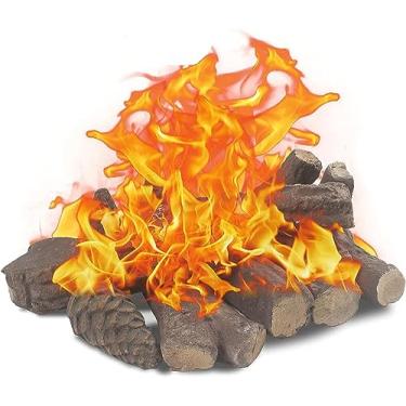 Imagem de Grandhom Toras De Lareira A Gás, 10 Peças De Pequenas Toras Artificiais Para Lareira, Toras De Gás Sem Ventilação Para Lareira A Gás Natural, Ventiladas, Propano, Elétricas, Etanol, Fogueira Em Gel,