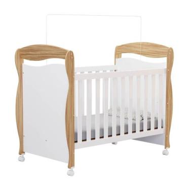 Imagem de Berço Americano Moveis Peroba Junior mini cama MDF, Branco Amêndoa