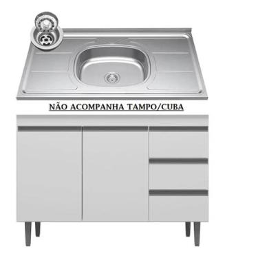 Imagem de Balcão Gabinete Branco Para Pia 120mt Andréia Sem Tampo AJL