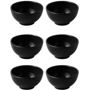 Imagem de Kit 6 Bowls De Cerâmica Preto 500ml Para Sopa Sobremesa Cereal - Casuh