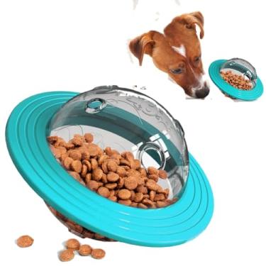 Imagem de Dispensador de Ração Interativo para Cães e Gatos, Brinquedo Frisbee para Treinamento de QI, Disco Alimentador Azul Turquesa