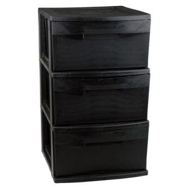 Imagem de Gaveteiro de Chão Plástico São Bernardo Preto 3 Gavetas 37x32x54cm, UN