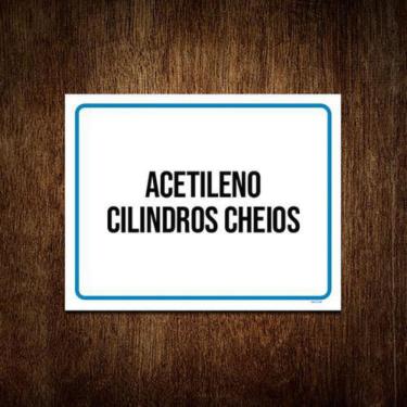 Imagem de Placa Sinalização - Acetileno Cilindros Cheios 36X46